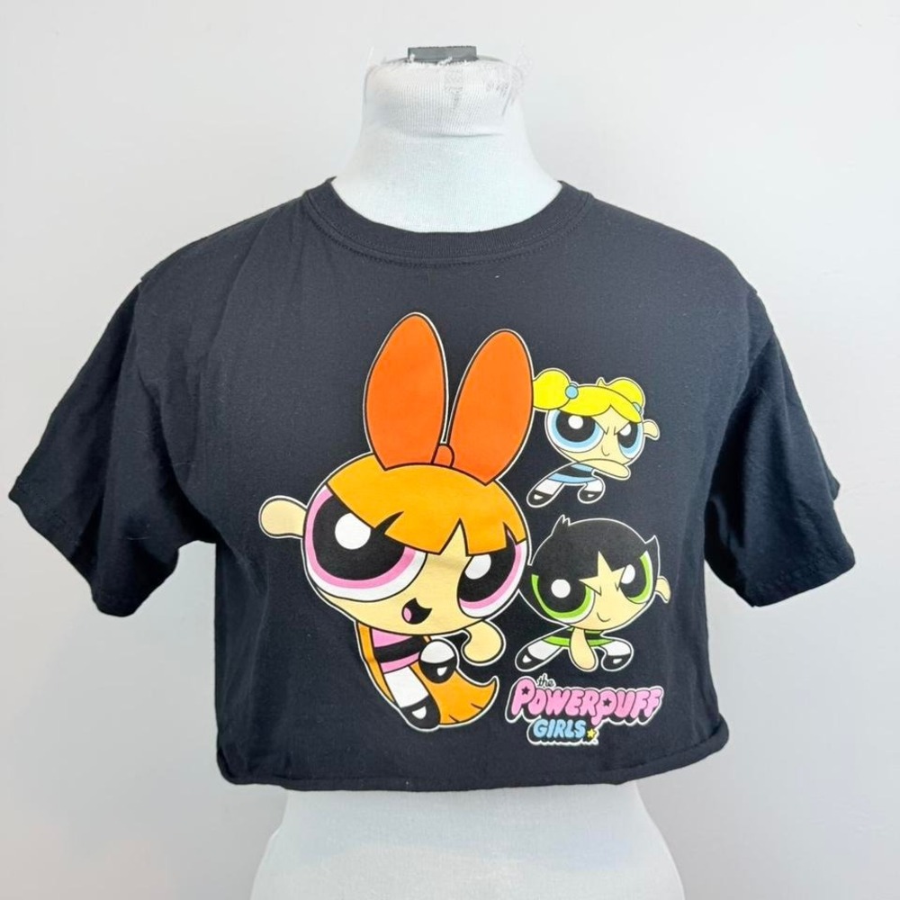 Powerpuff Girls Black Graphic‎ Crop Tee XS Y2K 90s
